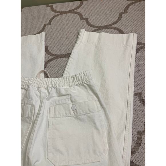 Wray Lake Butter Jeans, Size 4 High Rise Crop Cream Beige Elastic Waist Wide Leg - Picture 12 of 14